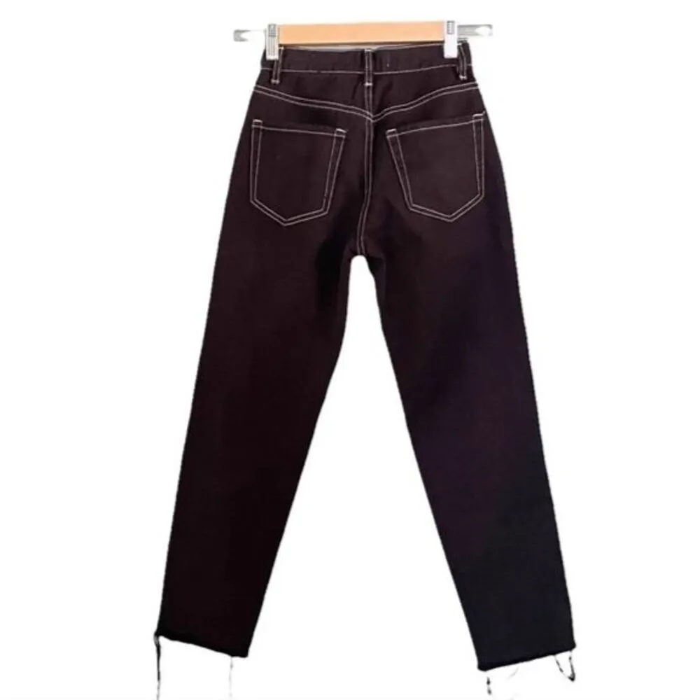 PacSun Jeans Vintage Icon 90s Y2K High Rise Raw Hem Black Wash Women’s Size 22 - Image 2