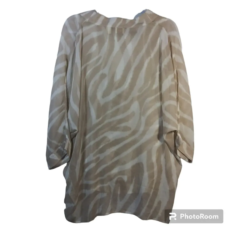 Chico's 2 Piece Tie-Dye Stripe Tunic Top Tan Cream Size M - Image 2