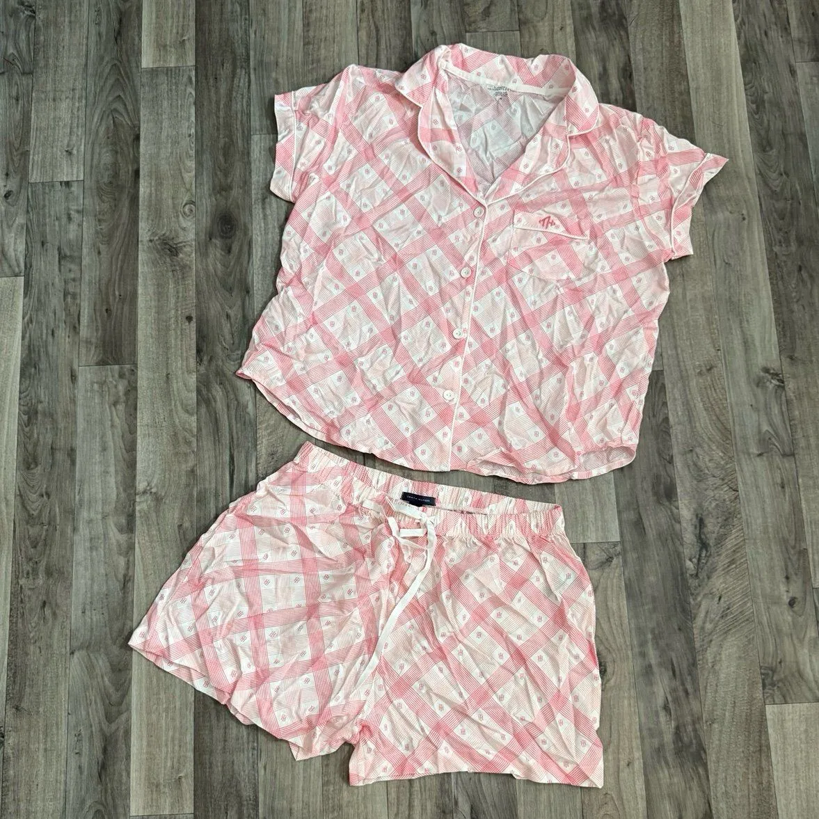 Tommy Hilfiger pink plaid pajama set - Image 2