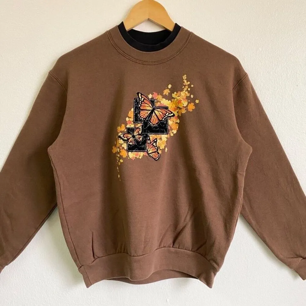 ✨Country Store Butterfly Crewneck Sz Large Sweatshirt Embroidery Logo✨ Brown - Image 4