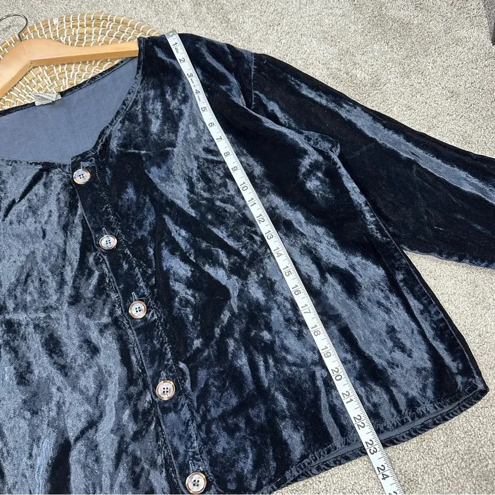 CP Shades Button Front Velvet Velour Top Longsleeve Oversized V-Neck Classic L - Image 13