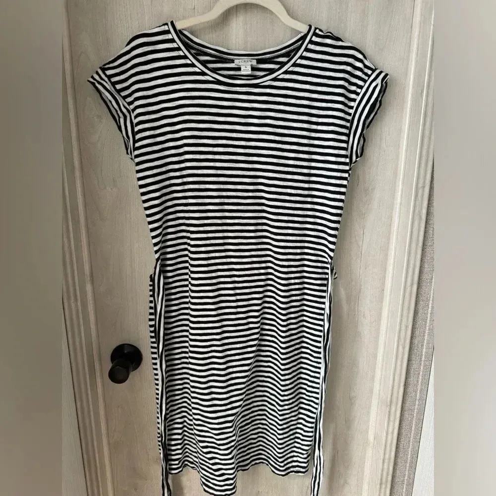 JCrew Striped Black and White Shortsleeved‎ 100% Cotton Dress - Image 6