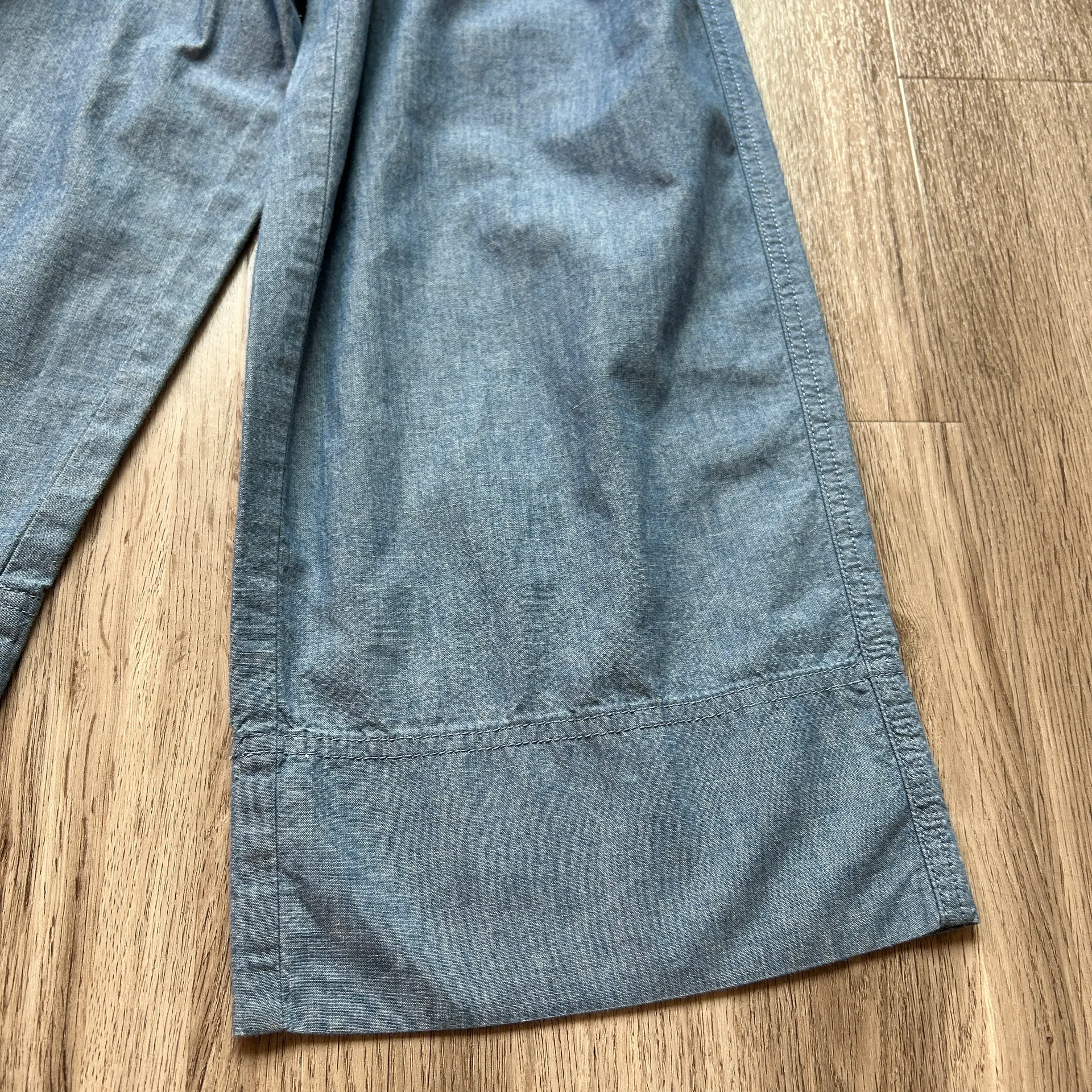 J. Crew Ruffle Chambray Jumpsuit Wide Leg 100% Cotton Size 00 Petite NWOT - Image 8