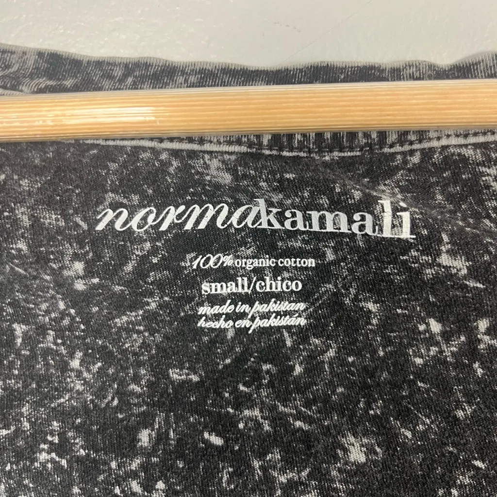 Norma Kamali Long Sleeve Top Scoop Neck Distressed Acid Wash Black size small - Image 2