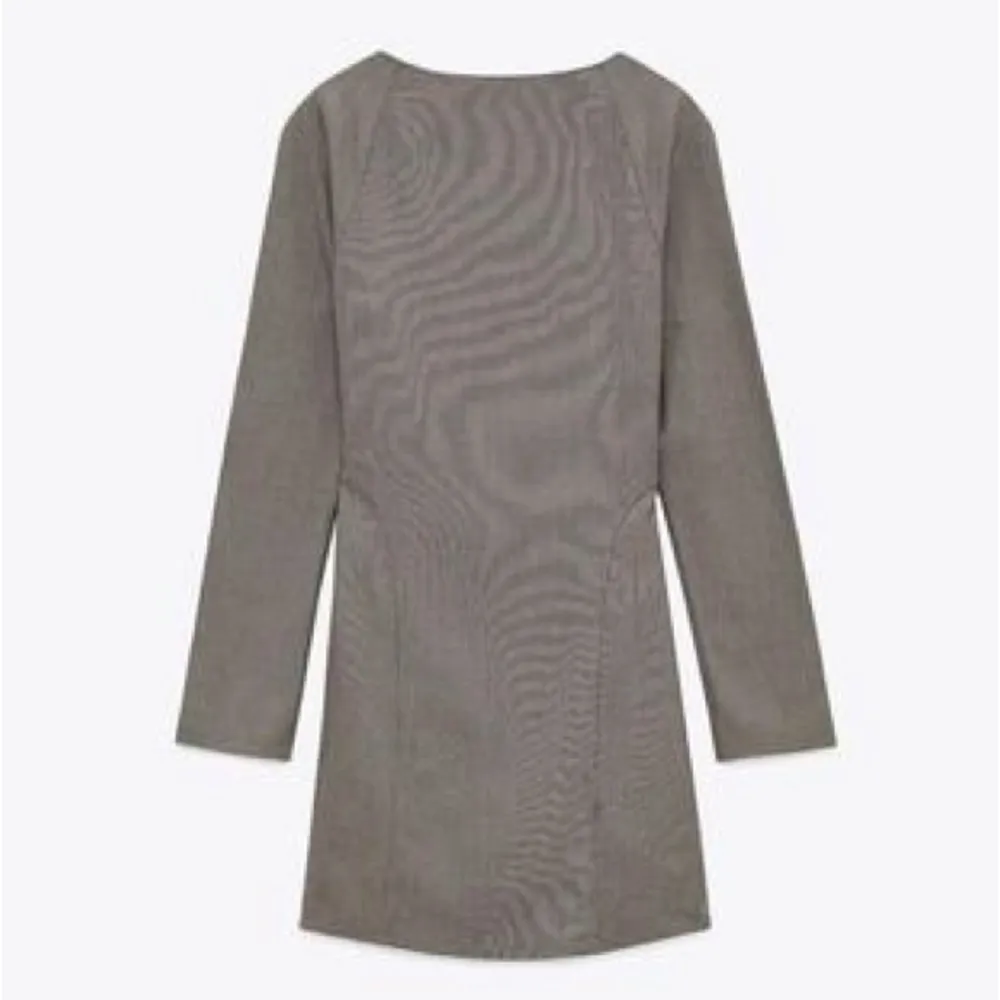 ZARA Tailored Brown Plaid Square Neckline Mini Long Sleeve Dress Houndstooth NWT - Image 6