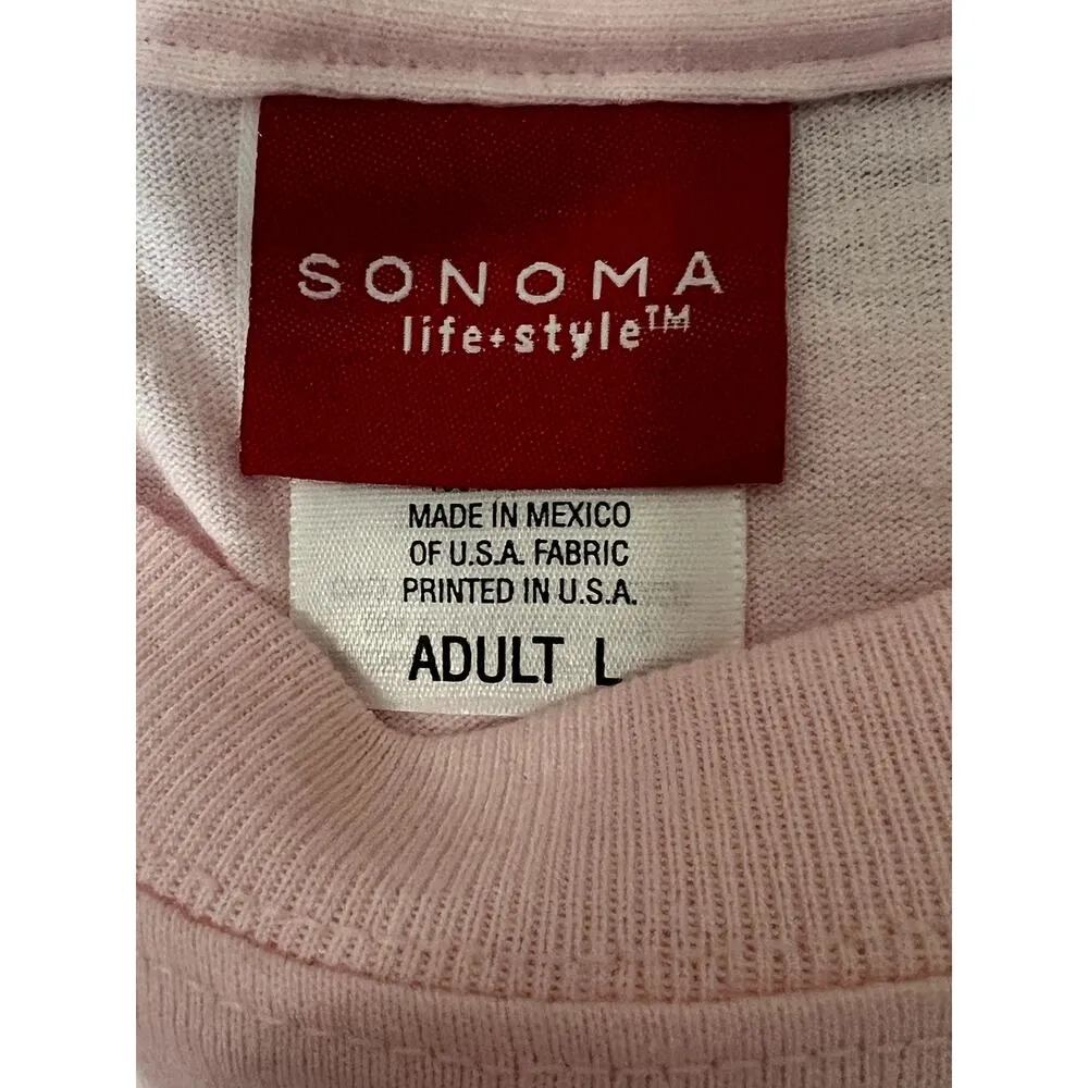 Sonoma womens size L T-shirt pink America flip-flops July 4th summer cotton - Image 4