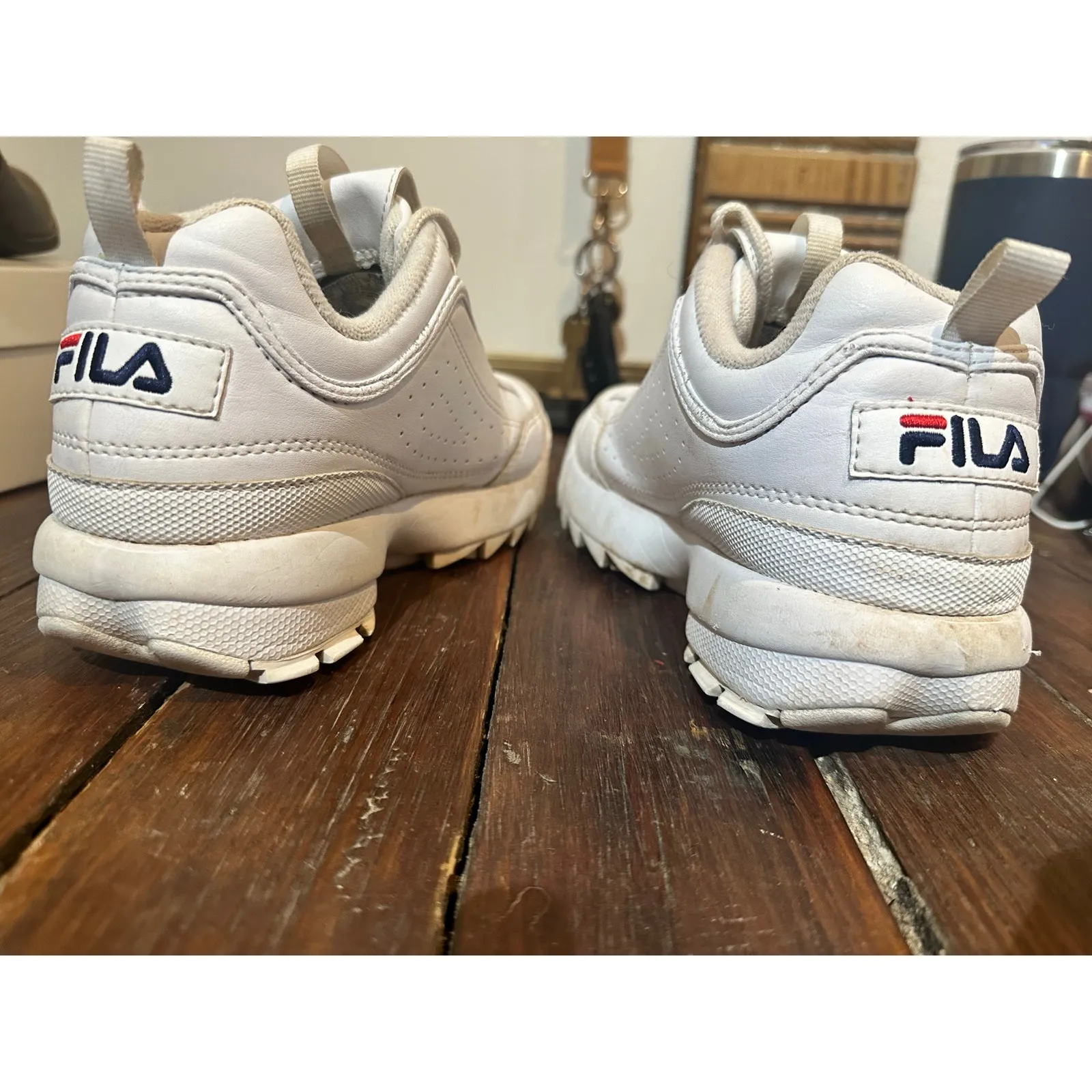 FILA White Red Chunky Dad Disruptor II Patent Leather Sneakers size 5 - Image 4