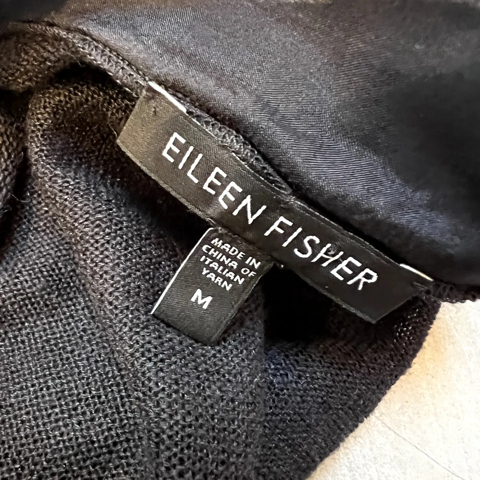 Eileen Fisher Open Side-Split Cardigan Silk Linen Navy Blue Medium - Image 5