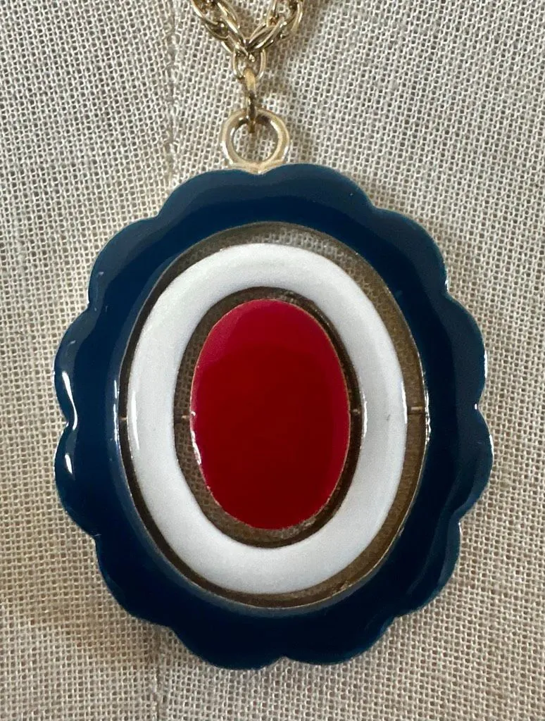 Vintage 1970s MOD Convertible Enamel Pendant Necklace - Image 2