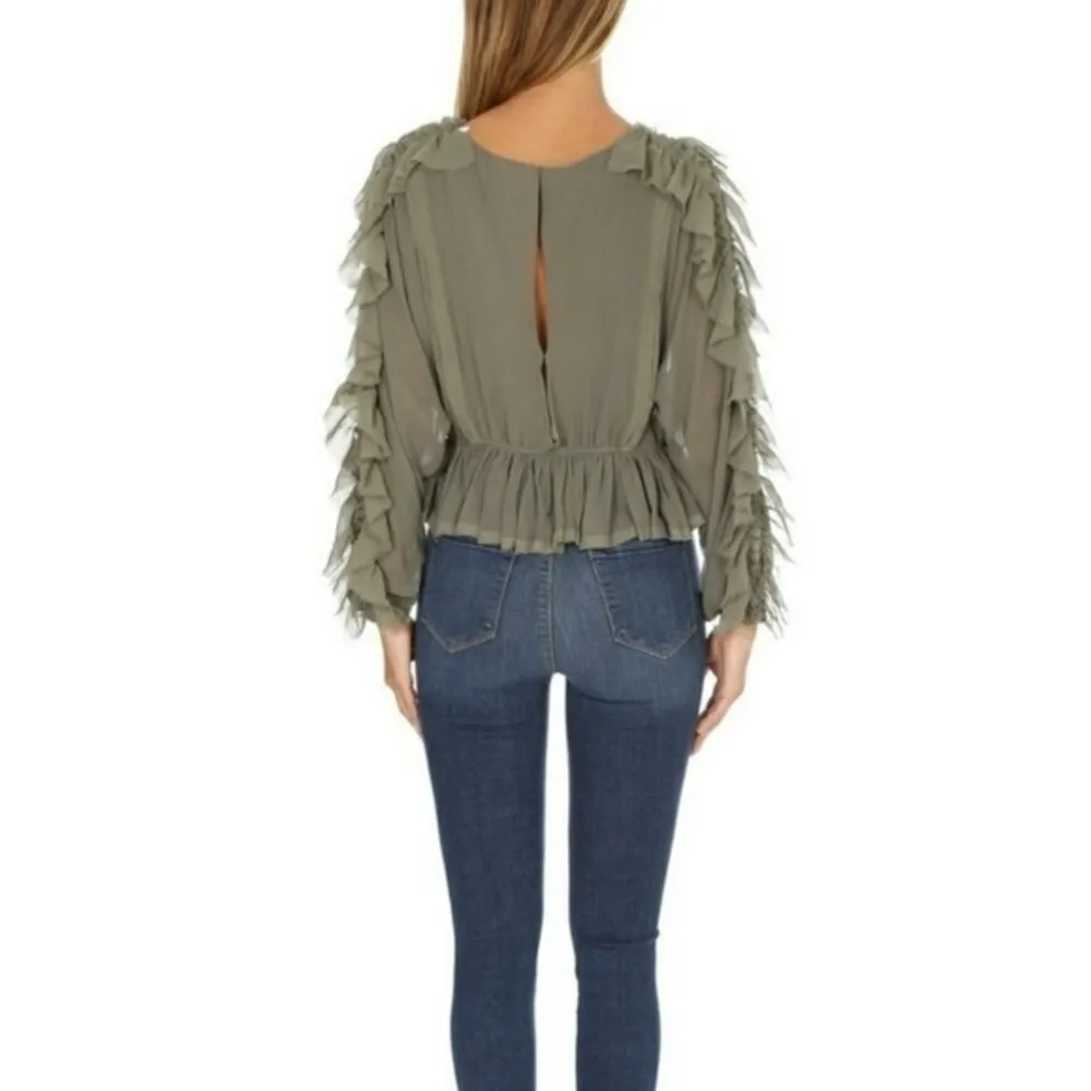 Love Shack Fancy • Olive Green Ruffle Nellie Sleeve Top - Image 46
