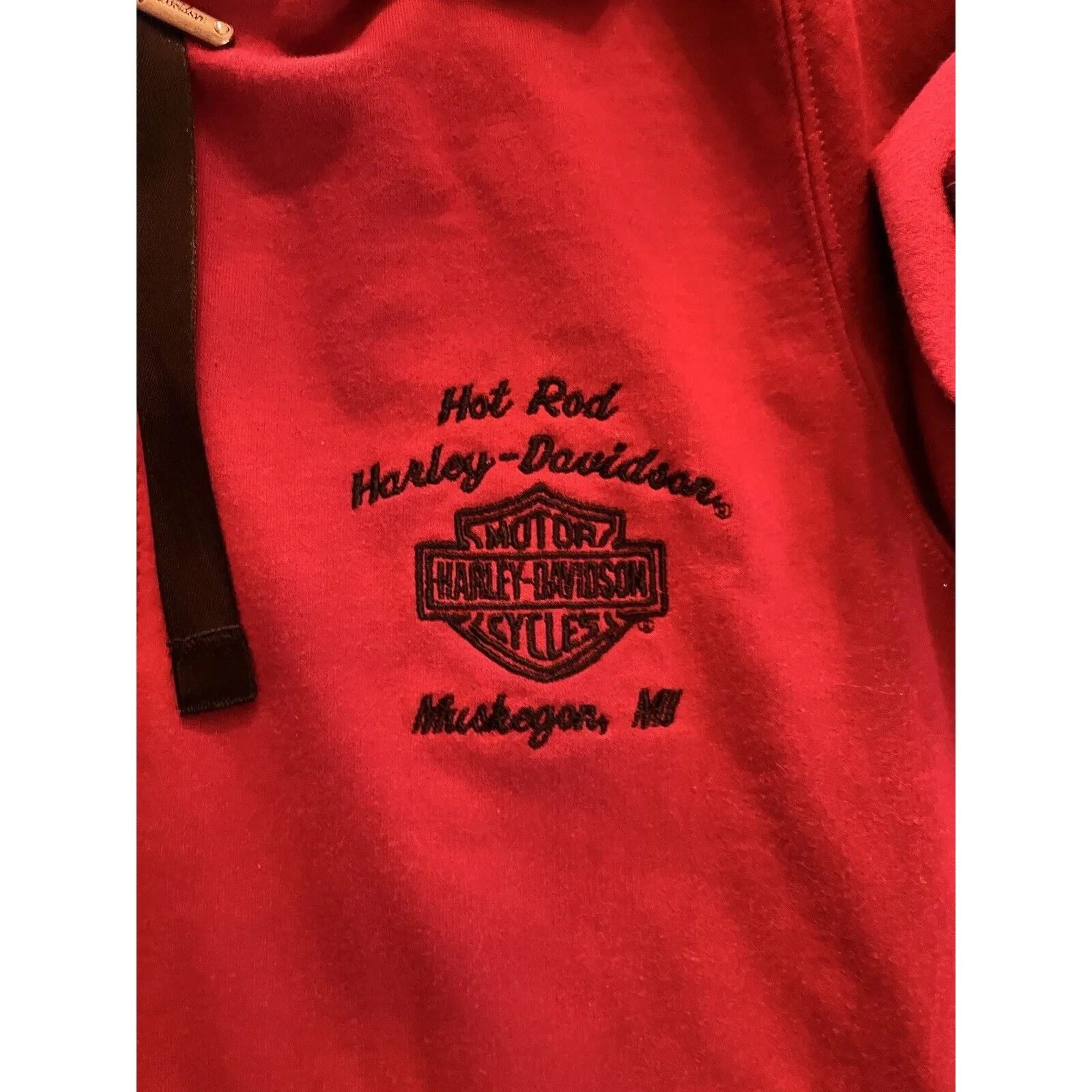 Harley Davidson Women’s Hoodie, Red With Black Embroidered Sequins, Zip Medium - Image 3