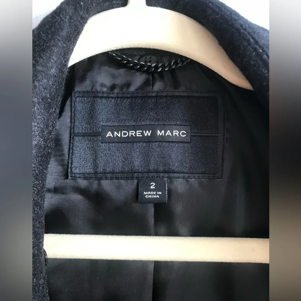 Andrew Marc Mid Length Wool Double Breasted Button Up Winter Coat 2 - Image 2