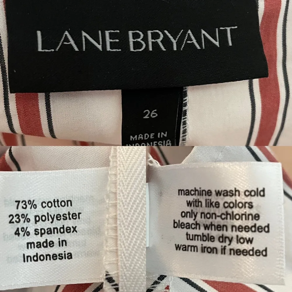 Lane Bryant Womens Shirt Blouse Stripe Faux Wrap Long Sleeve Red Plus Size 26 - Image 14