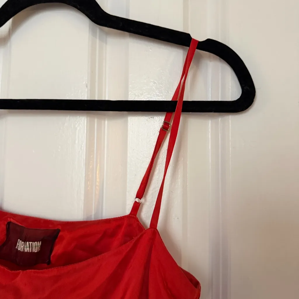 Reformation 100% Silk Red Mini Strappy Dress - Image 4
