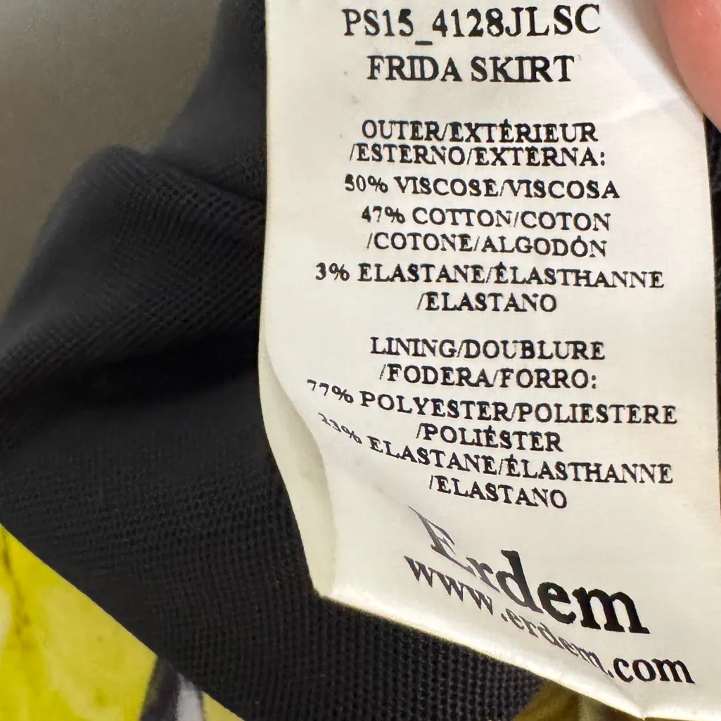 ERDEM Frida Skirt Floral Print Knee Length‎ Sz M US8 UK 12 Yellow - Image 7