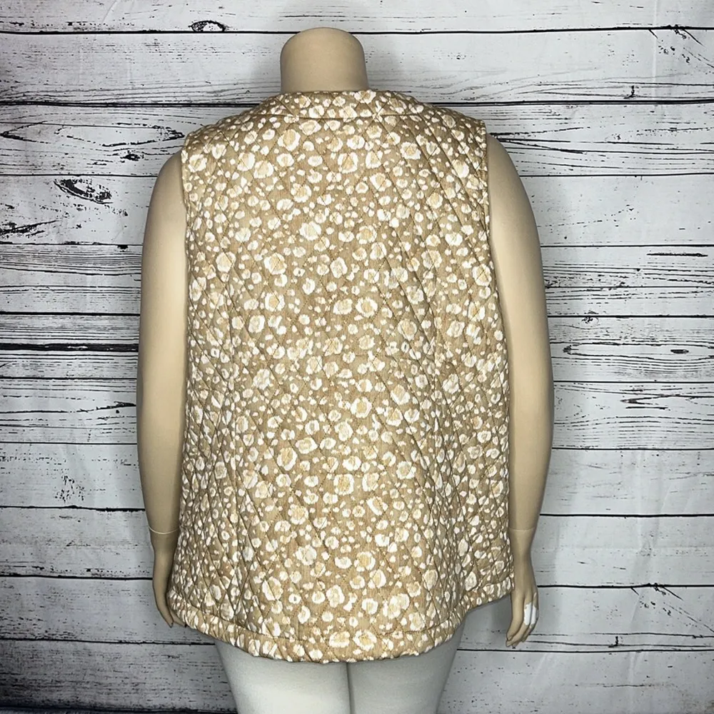 Isaac Mizrahi Live! Size 2X Tan Snap Button Front Quilted Cotton Vest Jacket - Image 3