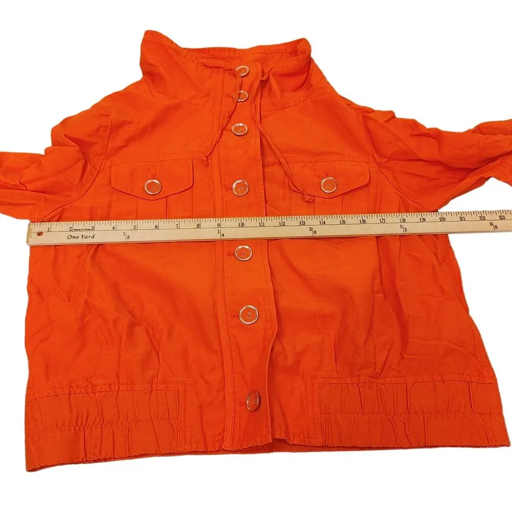 Chico’s Bright Red Jacket Thread Button Size 1 Blazer Summer Vanithy Sizing - Image 4