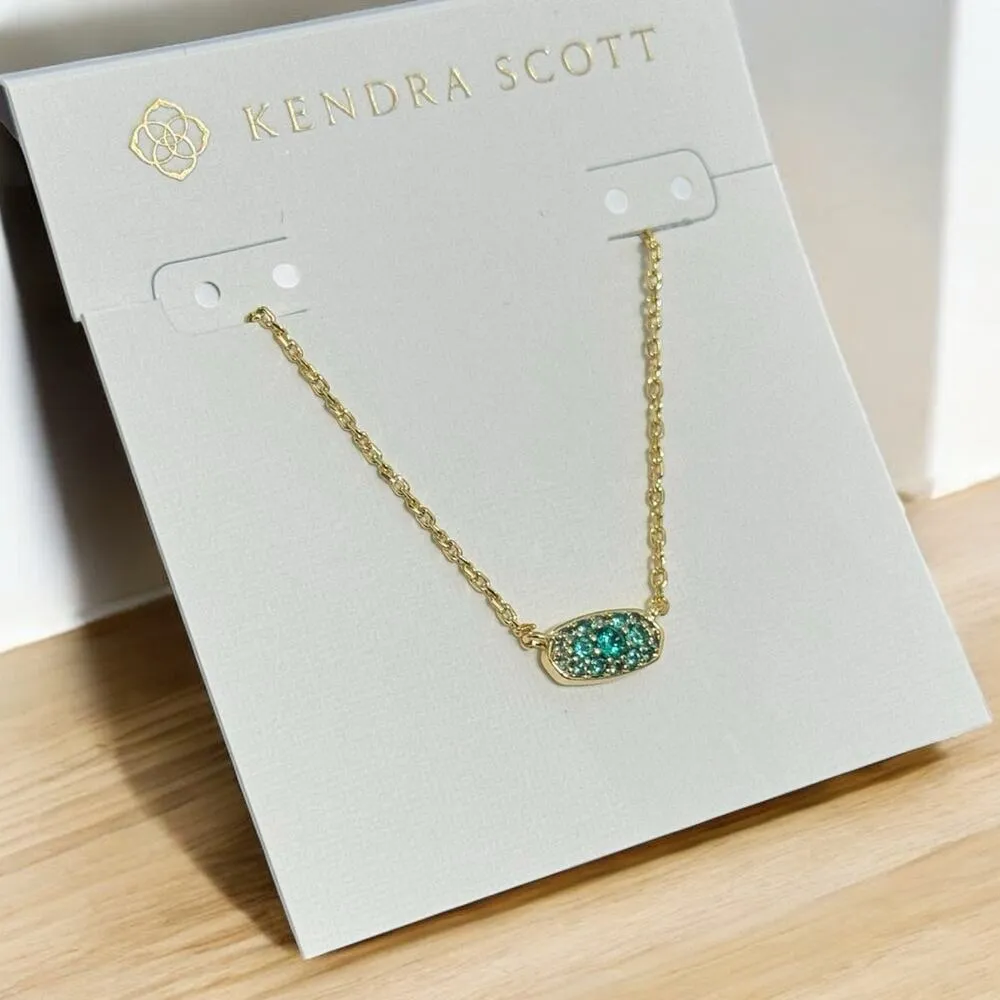 NWT! Kendra Scott Grayson Crystal Pendant Necklace in Gold Emerald Crystal - Image 3