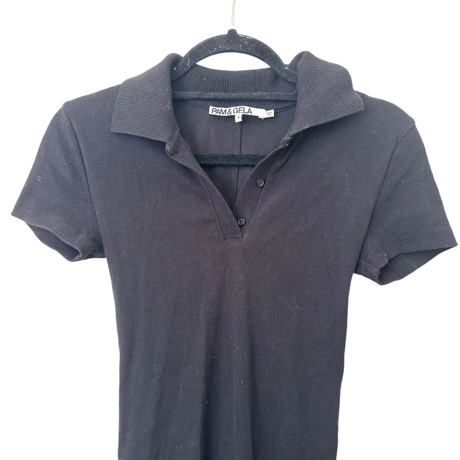 PAM &‎ GELA Polo Ribbed Mini Dress Black Small - Image 5