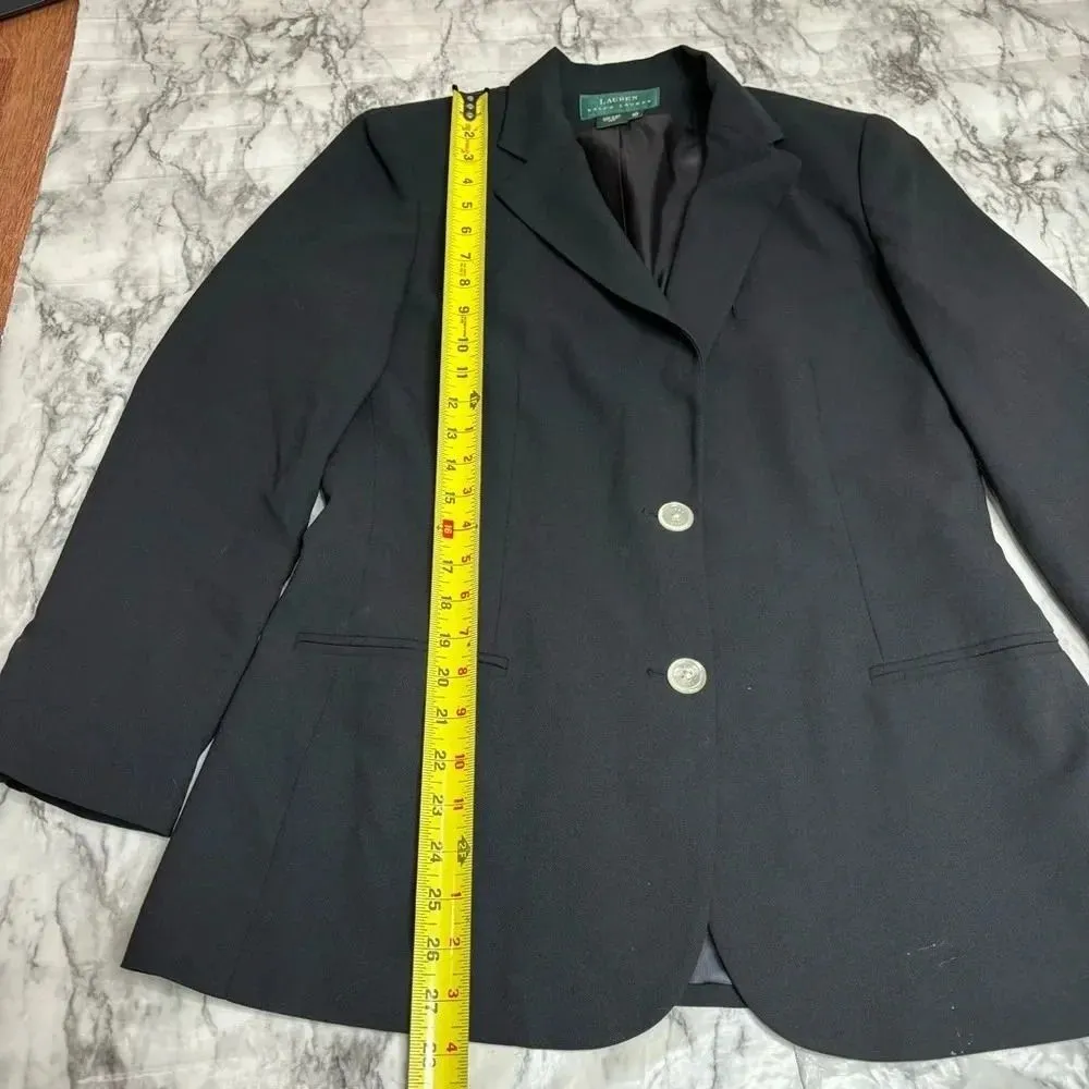 Lauren Ralph Lauren 100% Wool Blazer Button front Black size 10 - Image 7