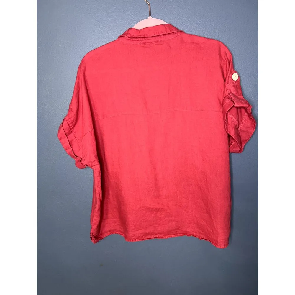 Marc New York Linen Button Shirt Women's Size Large Lagenlook Boxy Nautical - Image 3