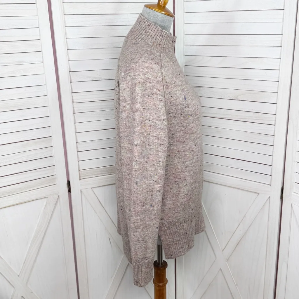 Loft Speckled Mock Neck Space Dyed Tunic Sweater Tan Multi Size Small - Image 3