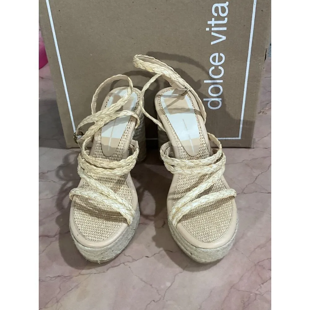 Dolce Vita Catina High Heels in Light Natural 8 with box Womens Platform Raffia Tan - Image 6