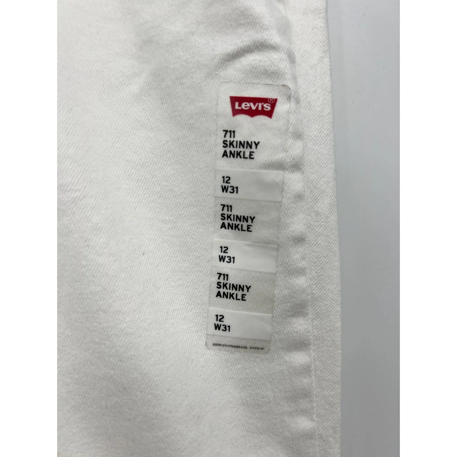 Levis 711 Women's White Studded Mid Rise Skinny Ankle Jeans Light Wash‎ 12 New - Image 7