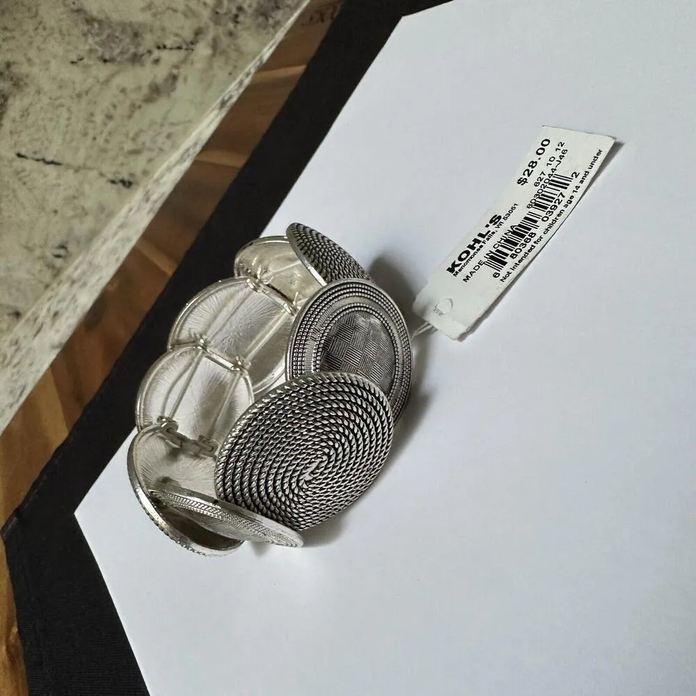 Women’s Dana Buchman Chunky Silver Tone Stetchy Stretch Bracelet 7 Inch $28 - Image 10