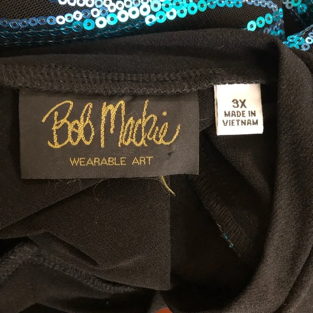 Bob Mackie Wearable Art Sequin Beaded Sweater Top Black Blue Women's 3X - Image 9