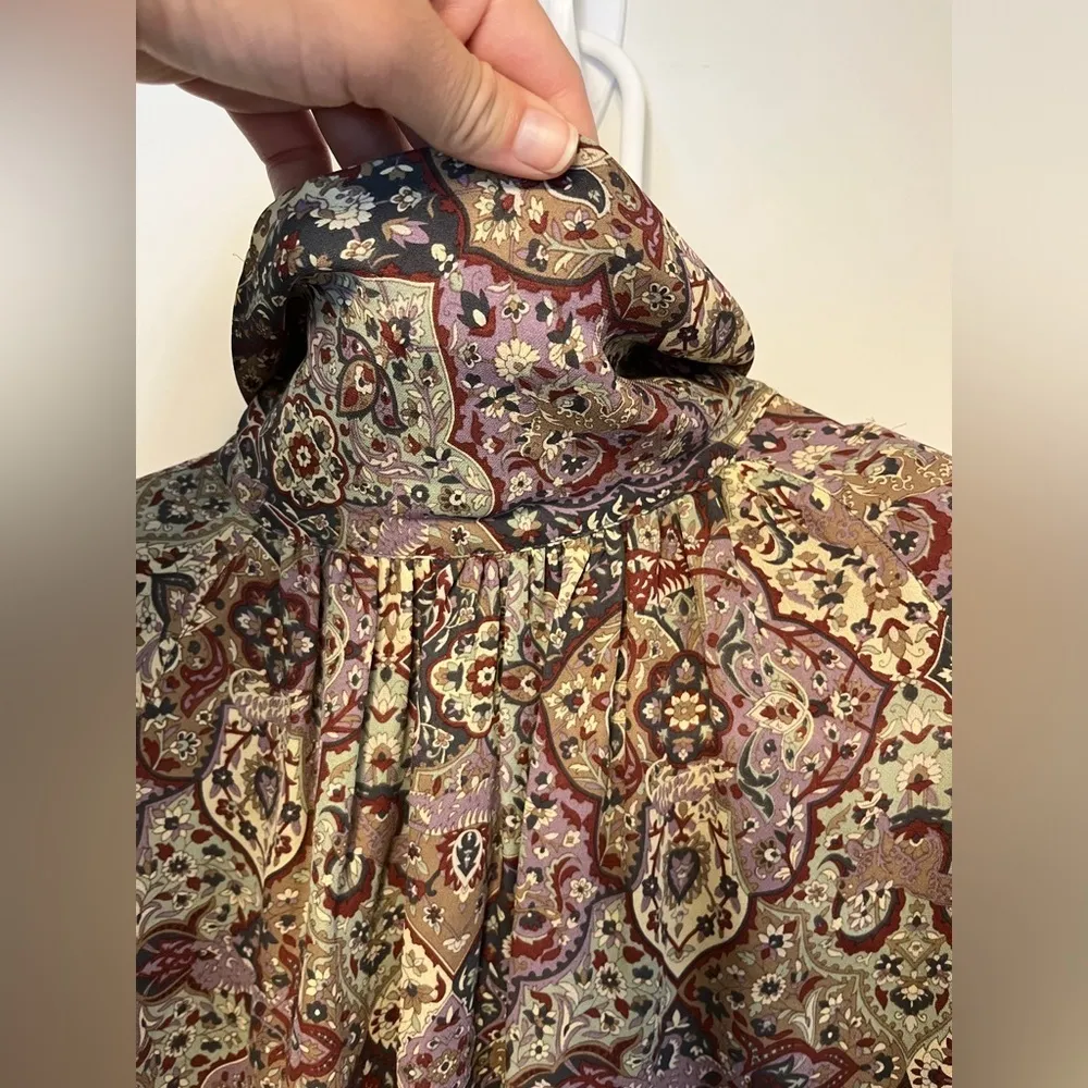 Vintage Michii Moon For Sanyo Silk Paisley Printed Blouse Sz 12 Purple - Image 6