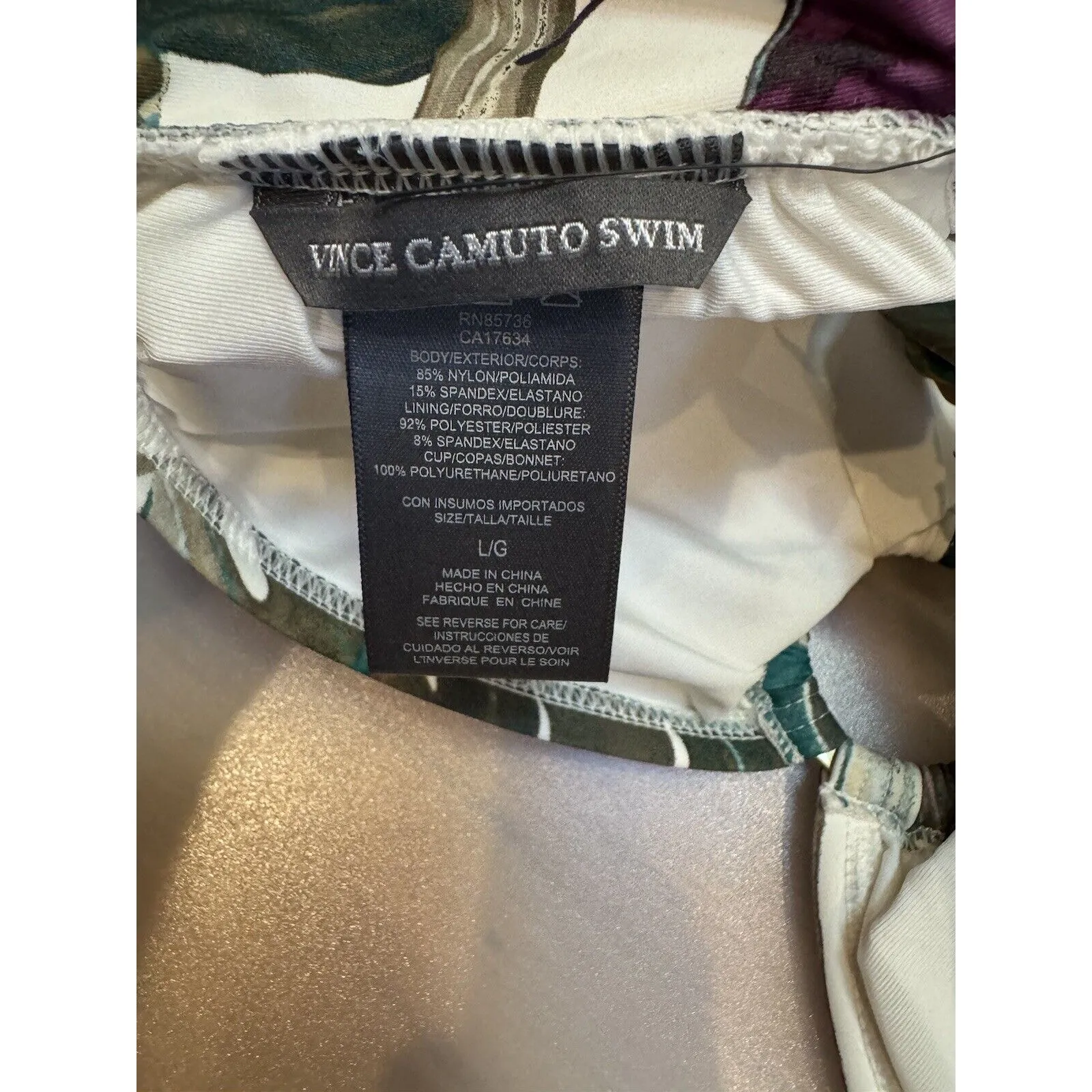 Vince Camuto Long Sleeve Crop Top Cover Up With Bikini Top $150.00 Size Large - Image 4