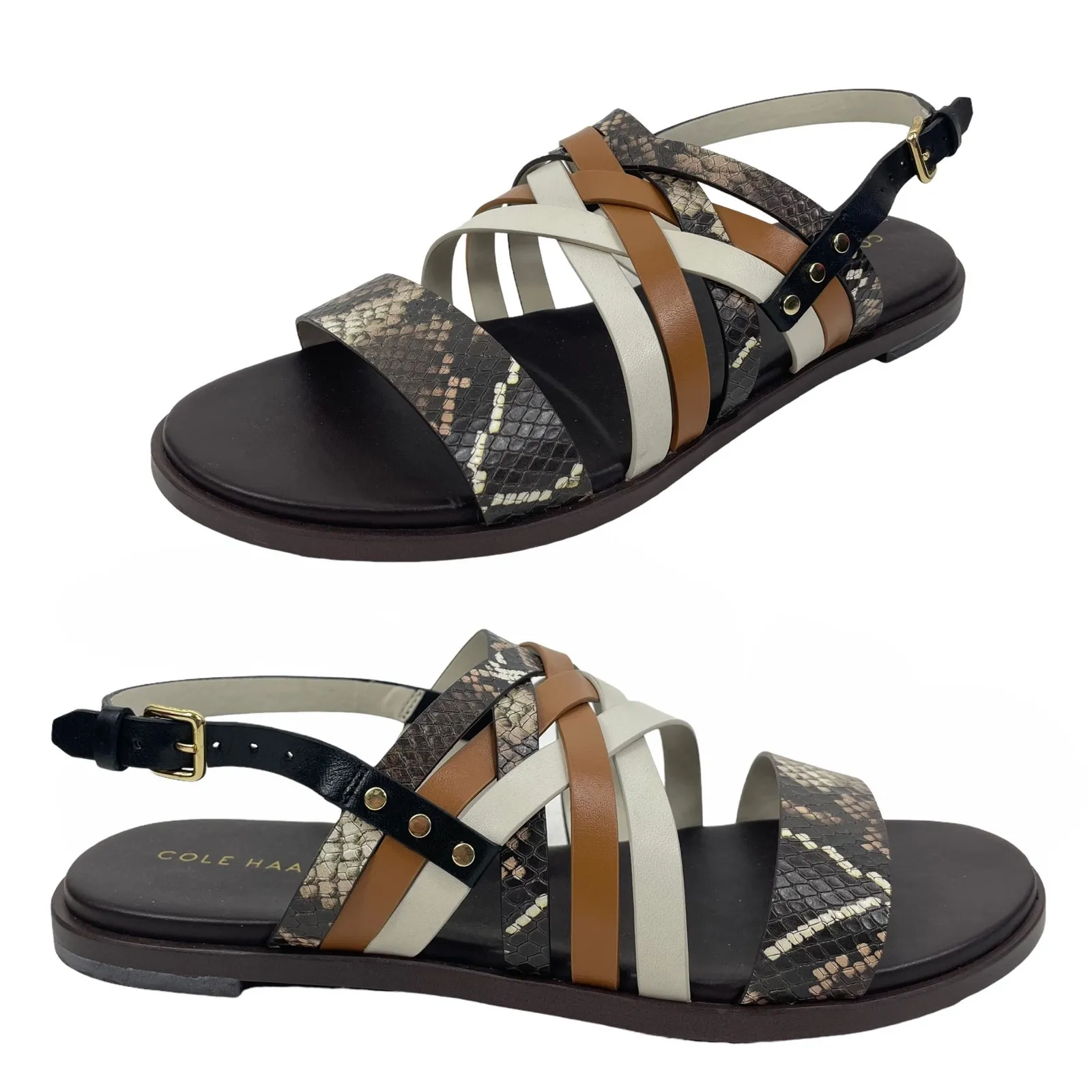 Cole Haan Francie Slingback Flat Sandal Animal Print Size 6.5M - Image 3