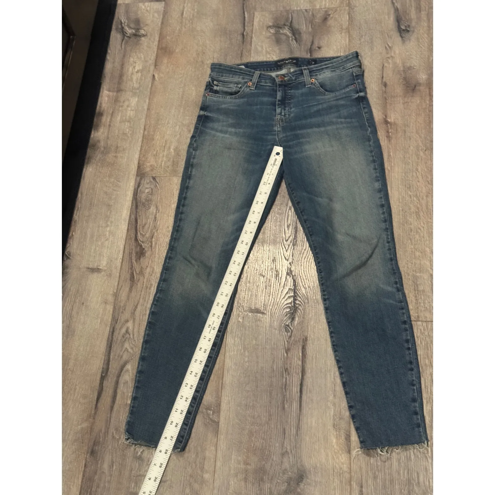 Lucky Brand Womens Jeans Size 6 28 High Rise Skinny Frayed Hem Blue Denim - Image 4