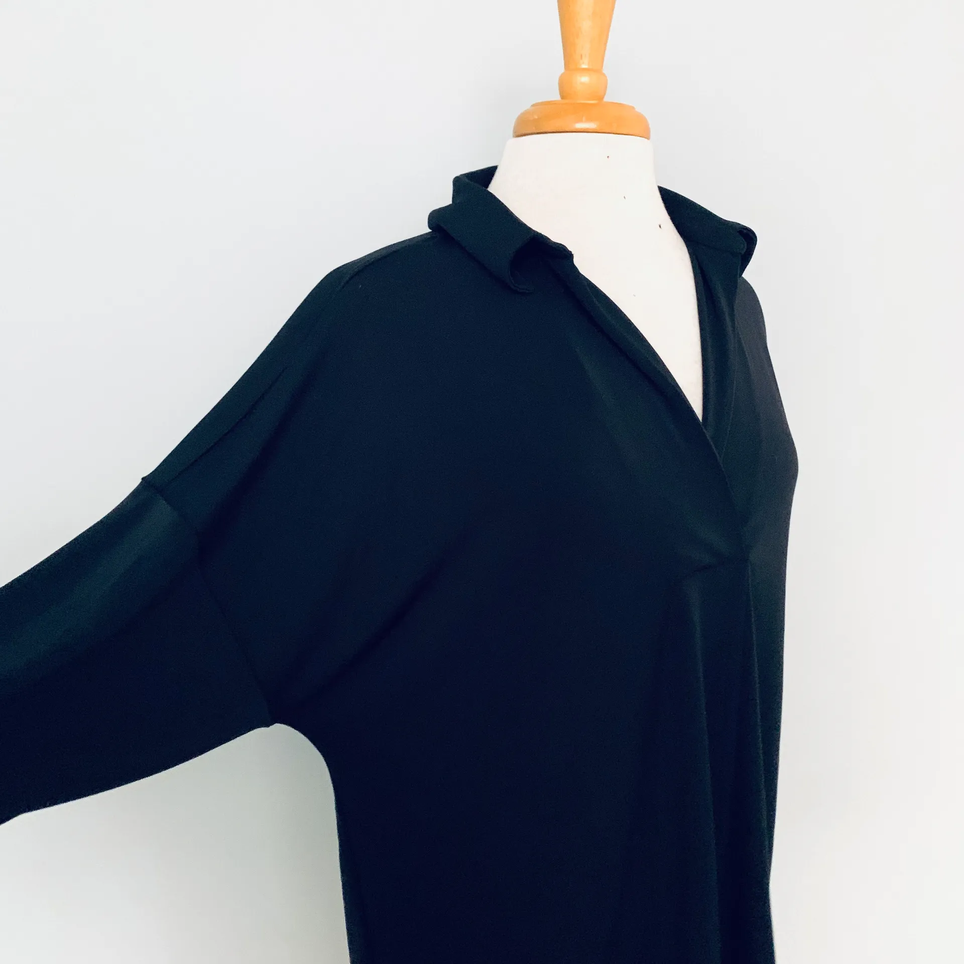 Lands'End  Black Long Sleeve Collared Polo Shirt - Image 3