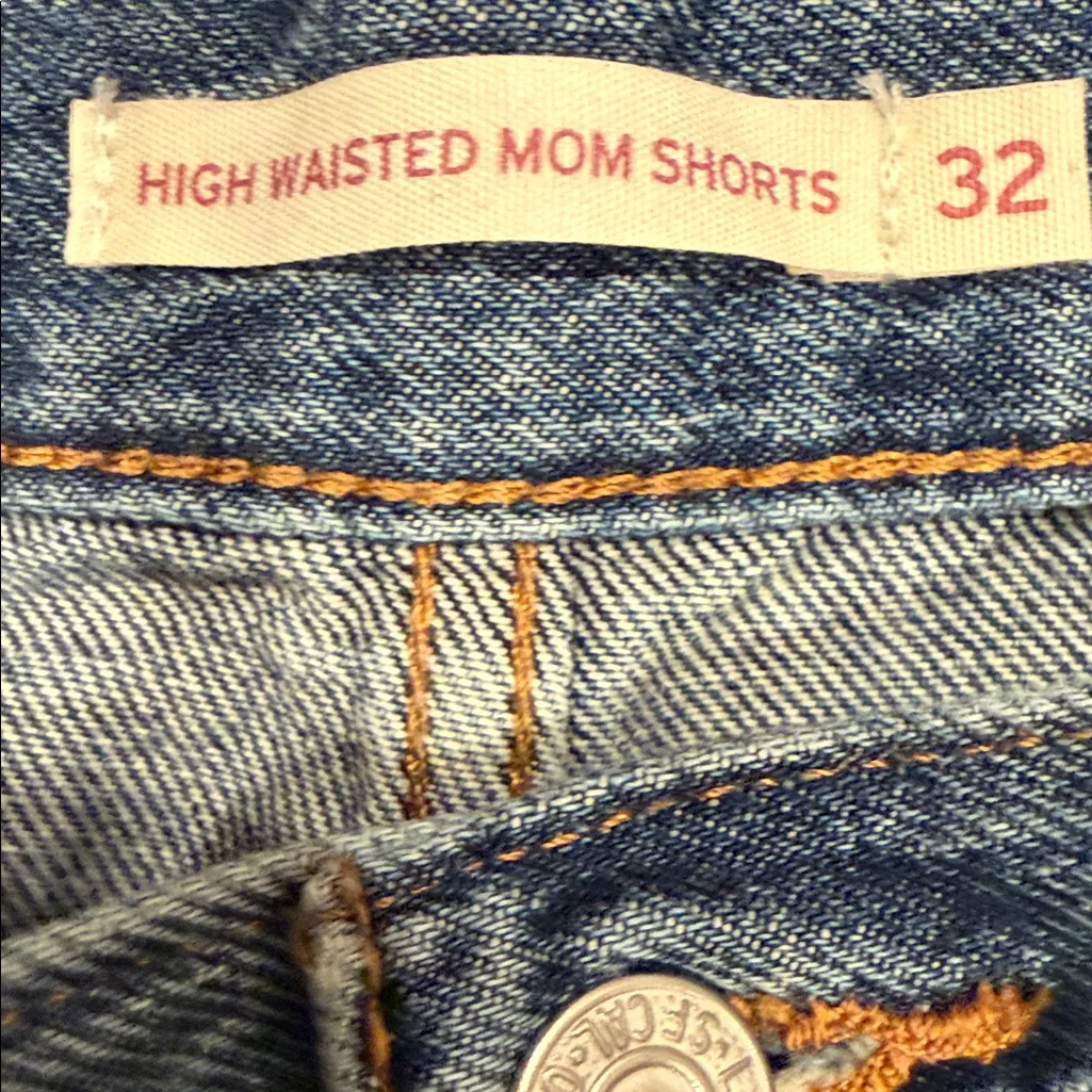 LEVIS aging Waisted Mom  32 Denim Blue Women's Shorts waterless - Image 2