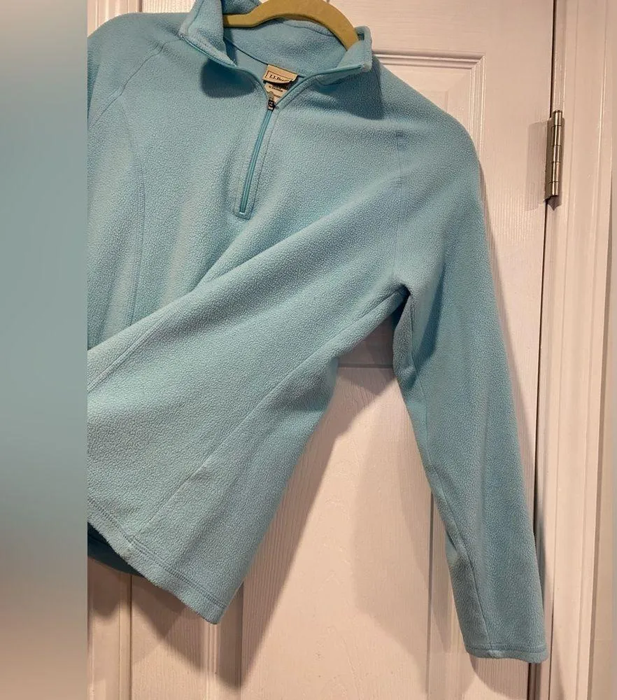 L.L. Bean Size S Aqua Blue Mock Beck Long Sleeve Quarter Zip Pullover Fleece Top - Image 4