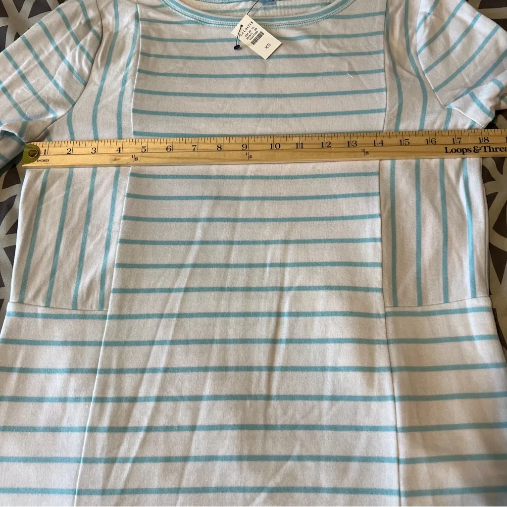 T by Talbots Super Soft Aqua Blue and White 3/4 Sleeve Tee‎ NWT Size XS - Image 10