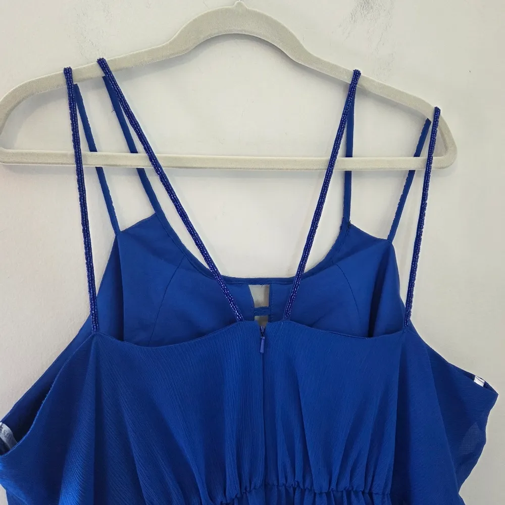 David's Bridal Royal Blue Chiffon Dress - Image 7