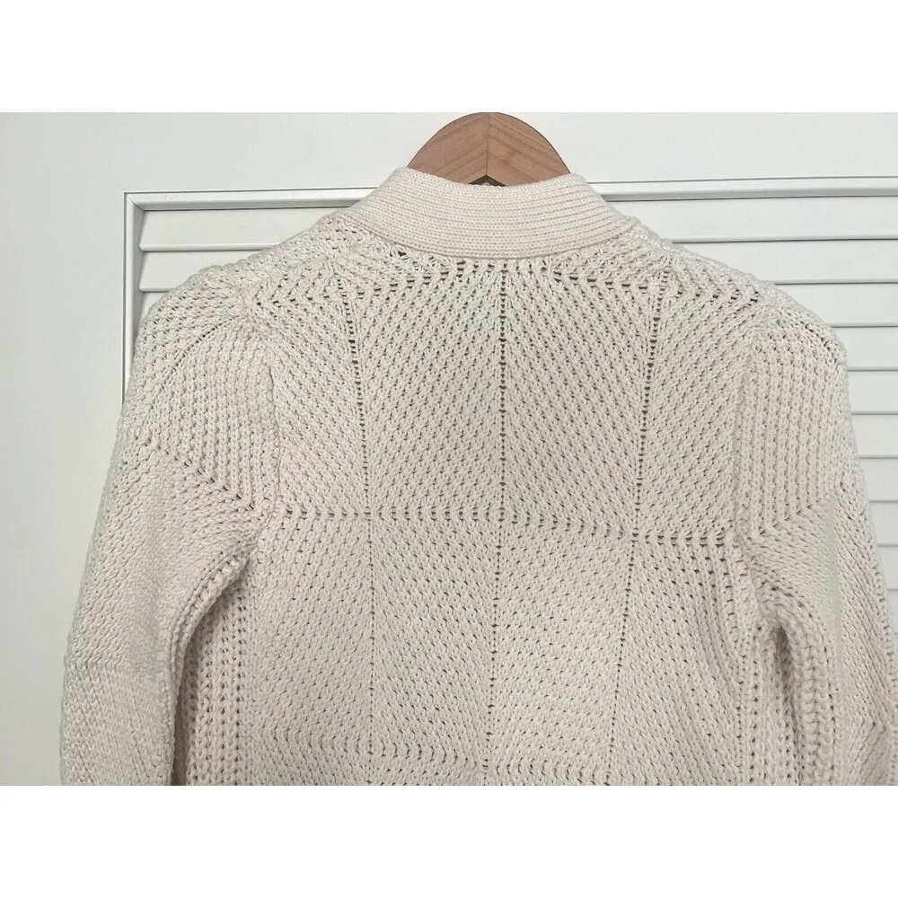 Banana Republic Cream Thick Knit Open Front 90s Preppy Cardigan Sweater size XS - Image 4