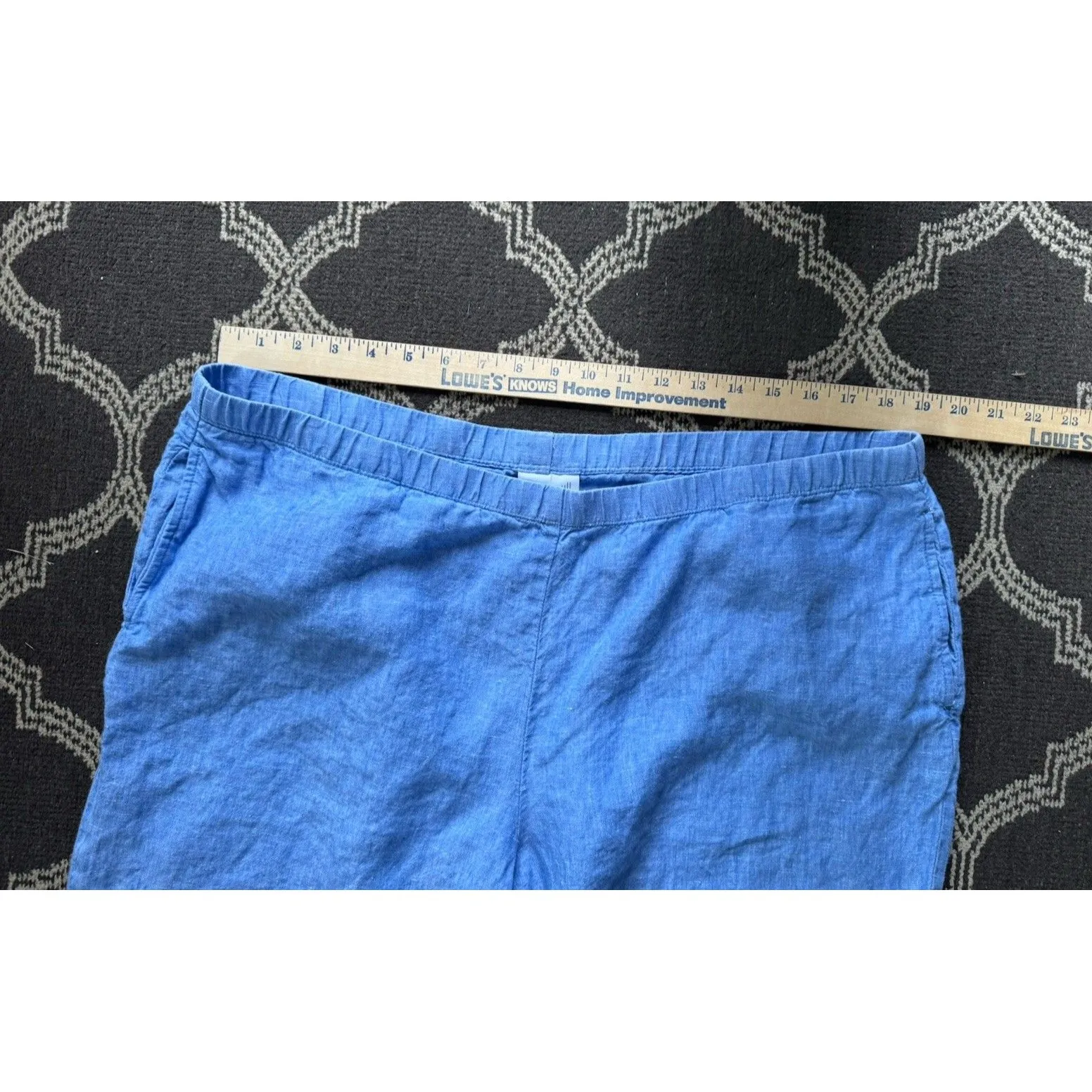 J Jill Love Linen Women’s 100% Linen Blue Pull On Pants With Pockets Size XL - Image 5