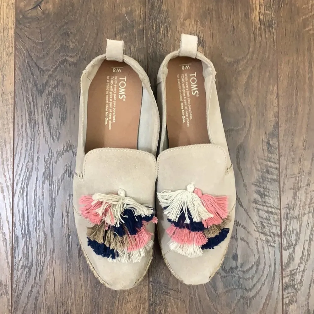 TOMS Oxford Tan Suede Tassel Deconstructed Alpargatas Espadrilles  Slip-on Shoes - Image 3