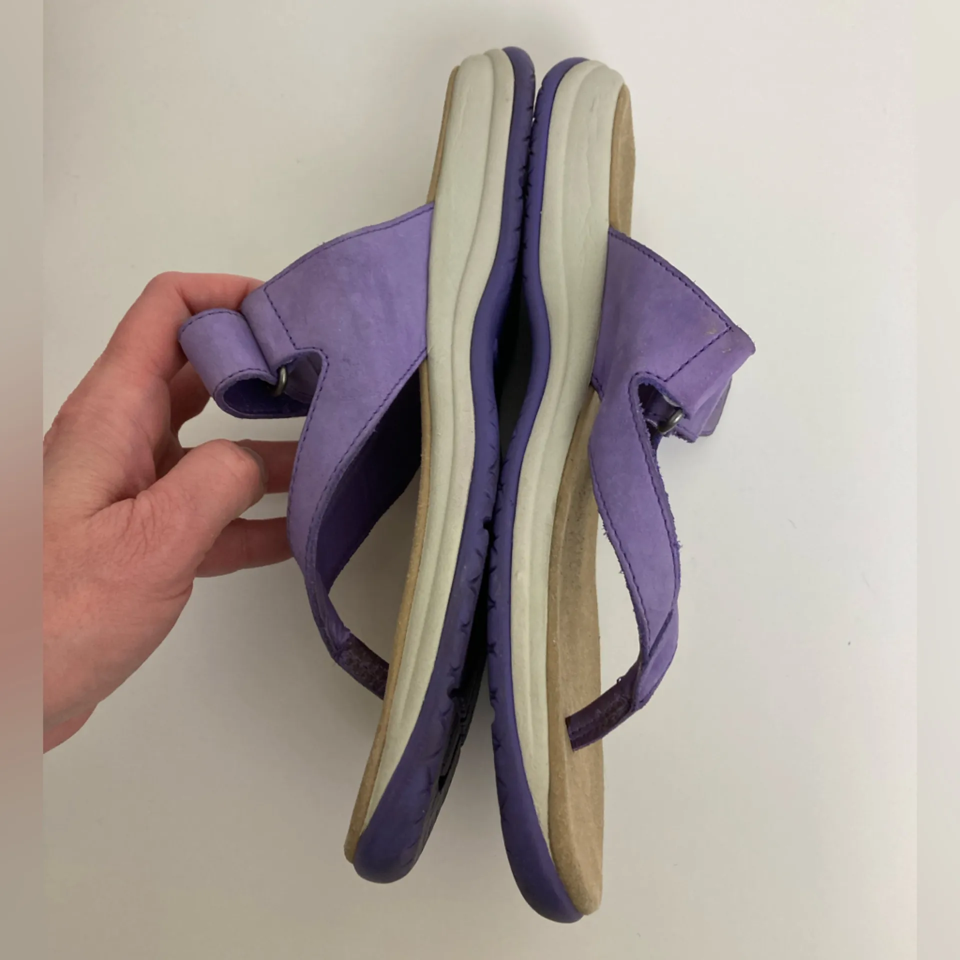 Rockport Lilac Leather Thong Sandals Purple Size 7.5 - Image 3