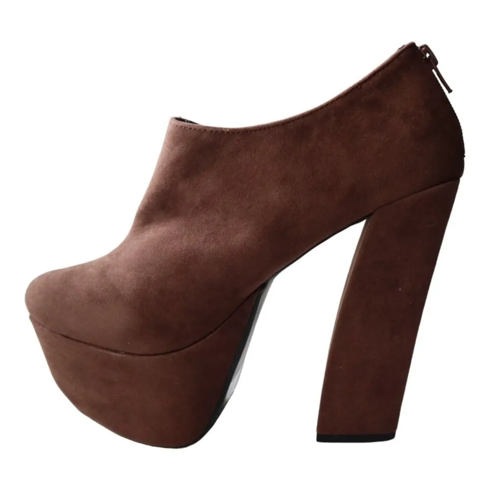 Fahrenheit "Anne" Velvet Closed Toe Ankle Booties, Brown Size 9 - Image 3