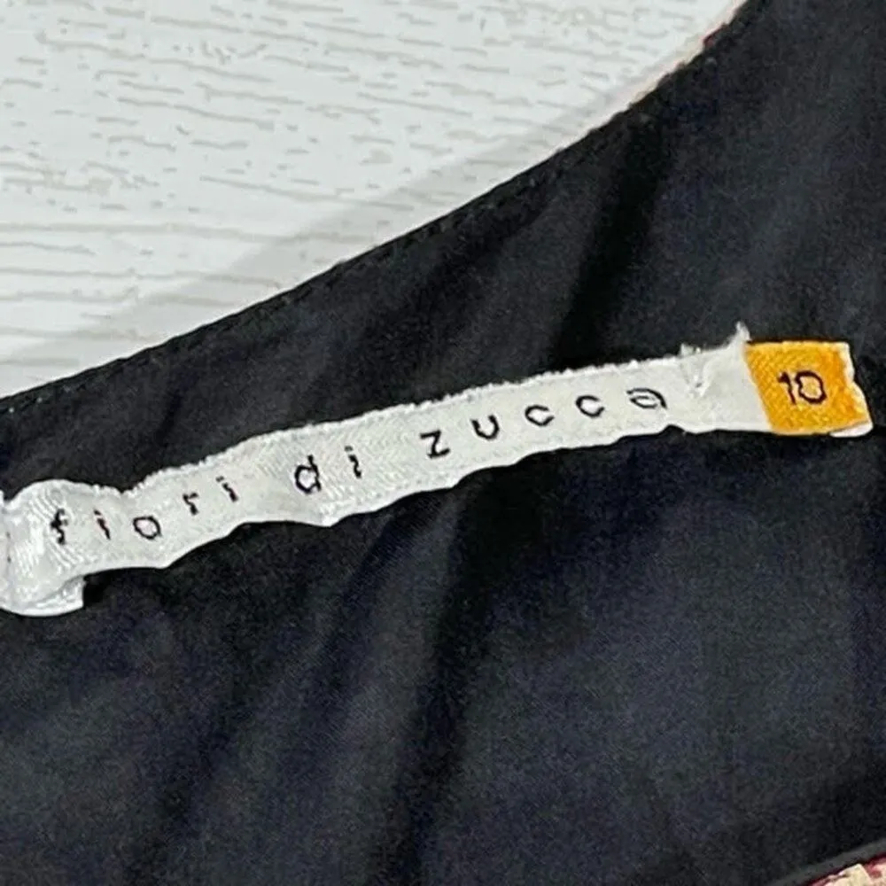 Fiori Di Zucca Red Cream Retro Mini Houndstooth Print Silk A Line Dress Size 10 - Image 7