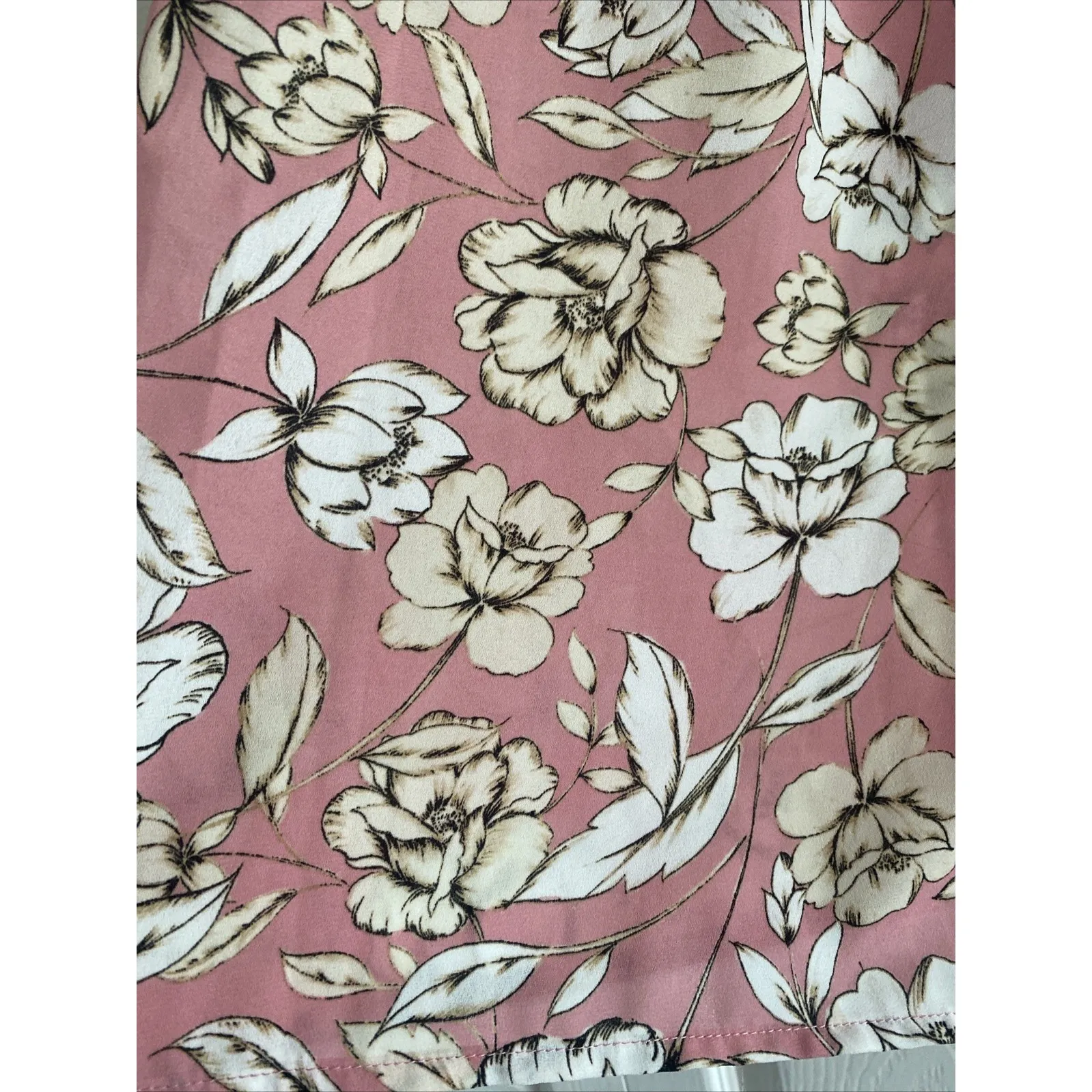 Karl Lagerfeld Womens Small Pink Floral Sleeveless Bouse Pearl Beaded Feminine - Image 5