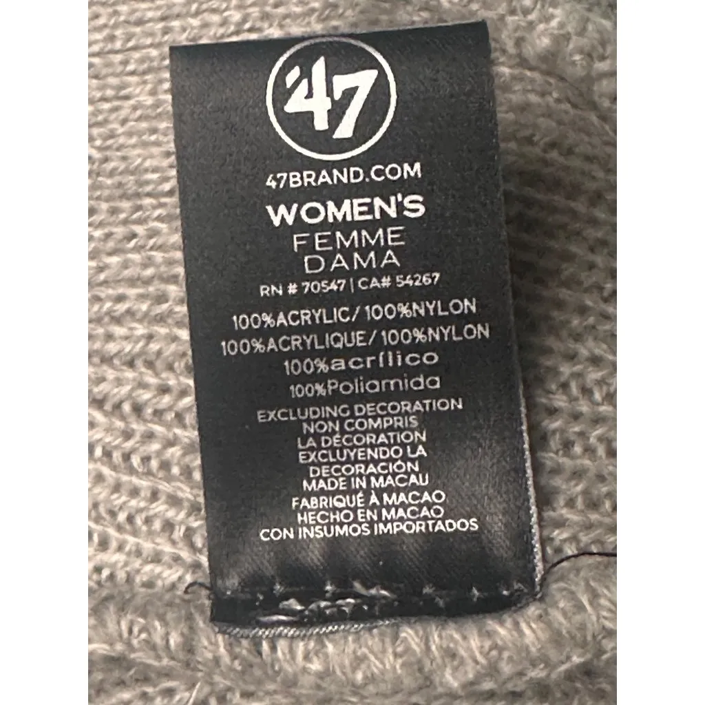 Chicago Bulls Womens Ribbed Knit Beanie With Pom Pom 47 Brand Gray - Image 5