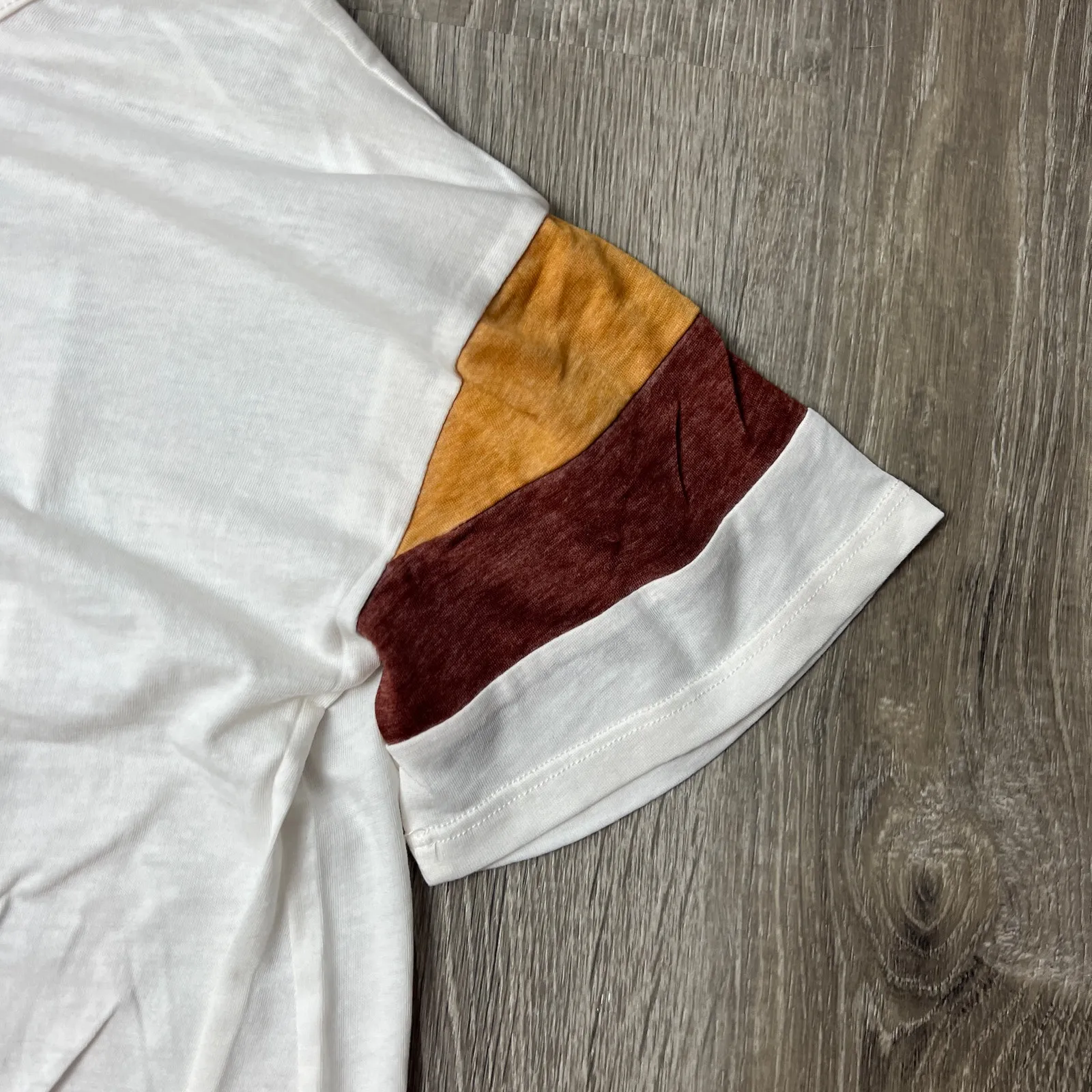 Pink Rose Juniors' Striped-Sleeve Ivory Twist-Front T-Shirt - Size Large - NWT - Image 4