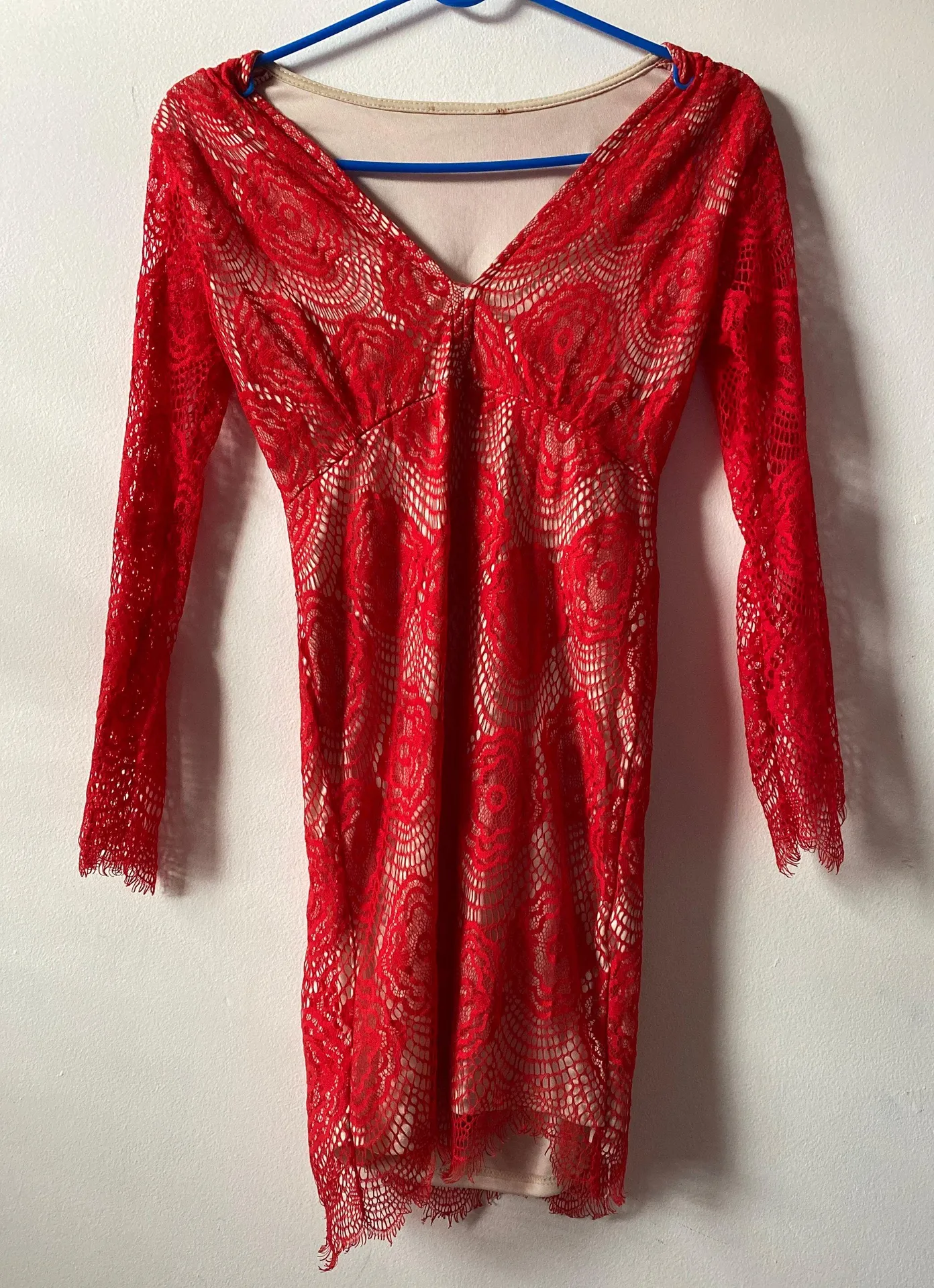 Vintage Red Lace Dress Size S petite - Image 2