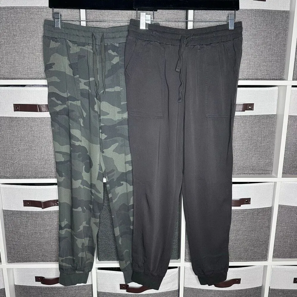Splendid Camo & Gray Print Jogger Pants Drawstring Waist Size Small - Image 3